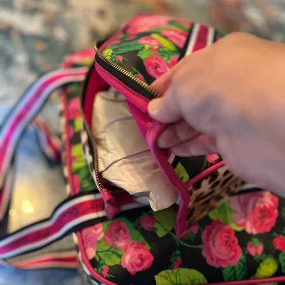 Betsey Johnson Pink and Brown Pickle Ball Bag with Leopard Print - Picture 7 of 16